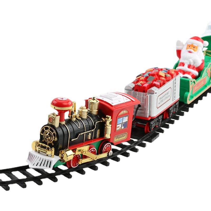 Kids Toys Home - Set Kereta Natal Elektrik dengan Lampu