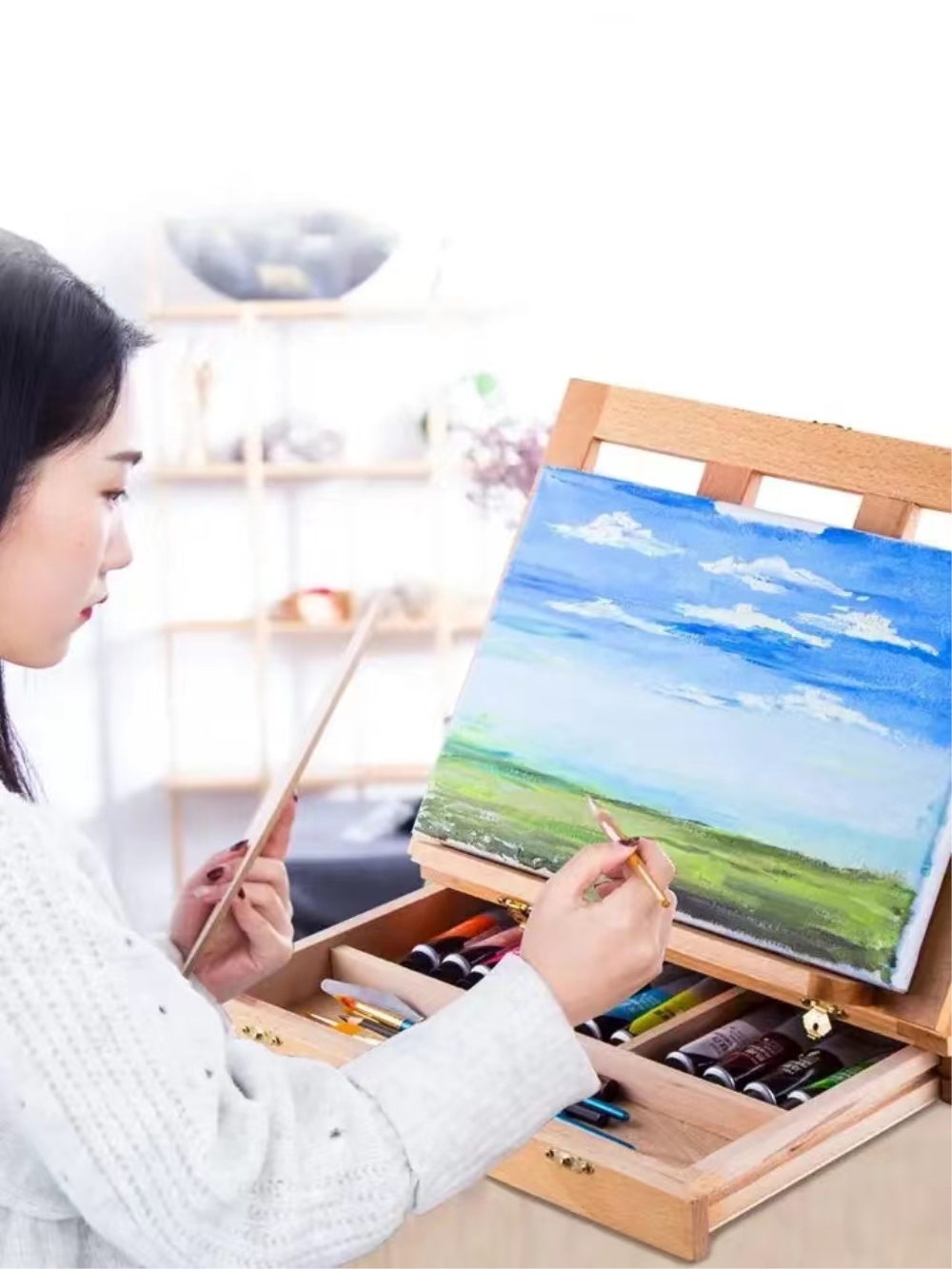 Kuda-kuda Meja Kayu Portabel u - Kids Art Easel ulasan dan harga