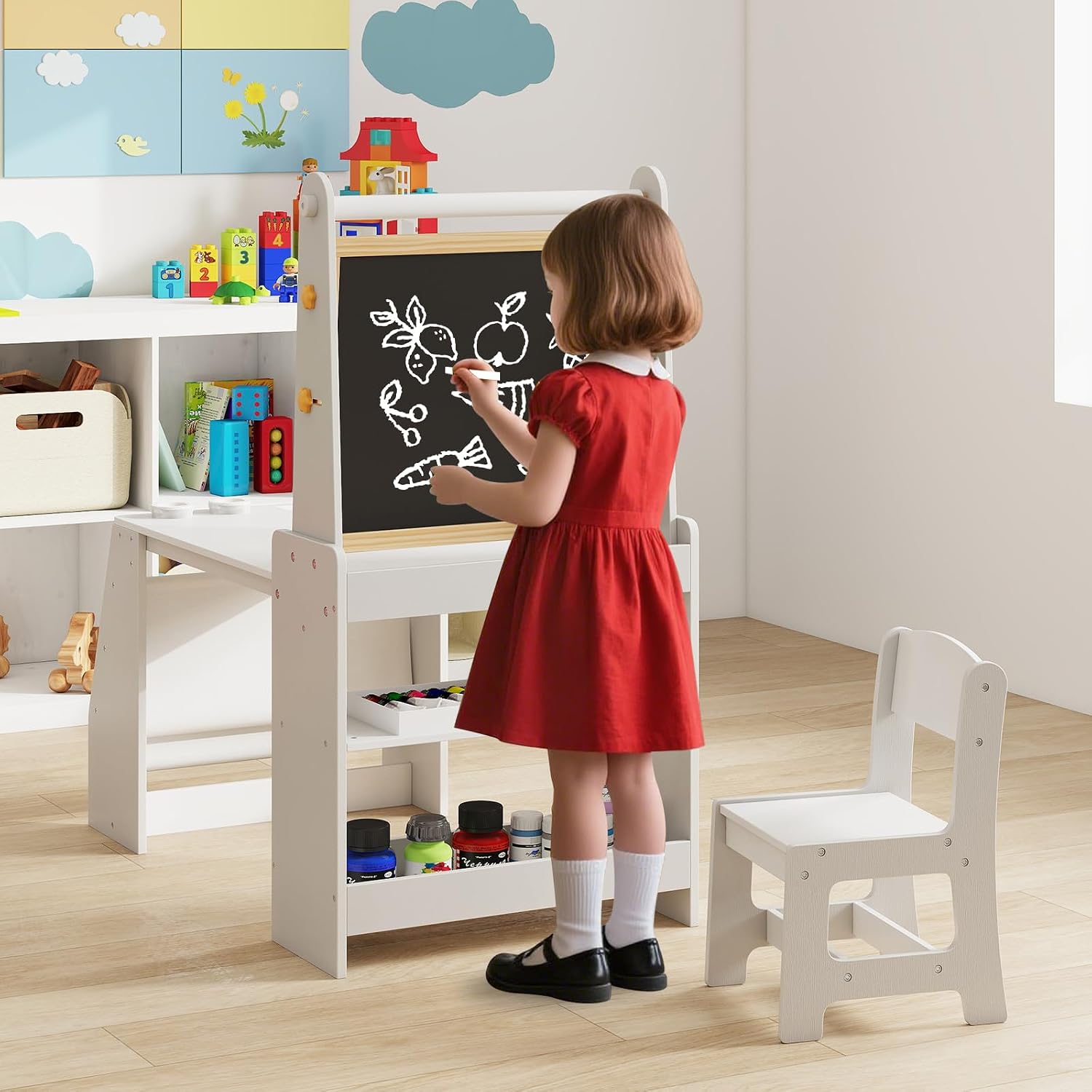 Set Meja & Kursi Seni Anak 4-i - Kids Art Easel ulasan dan harga