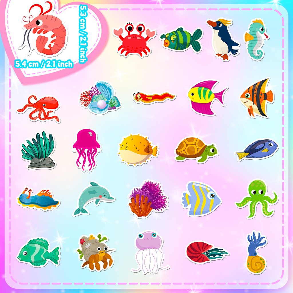 50 Buah Stiker Kehidupan Laut  - Kids Toys Stores ulasan dan harga