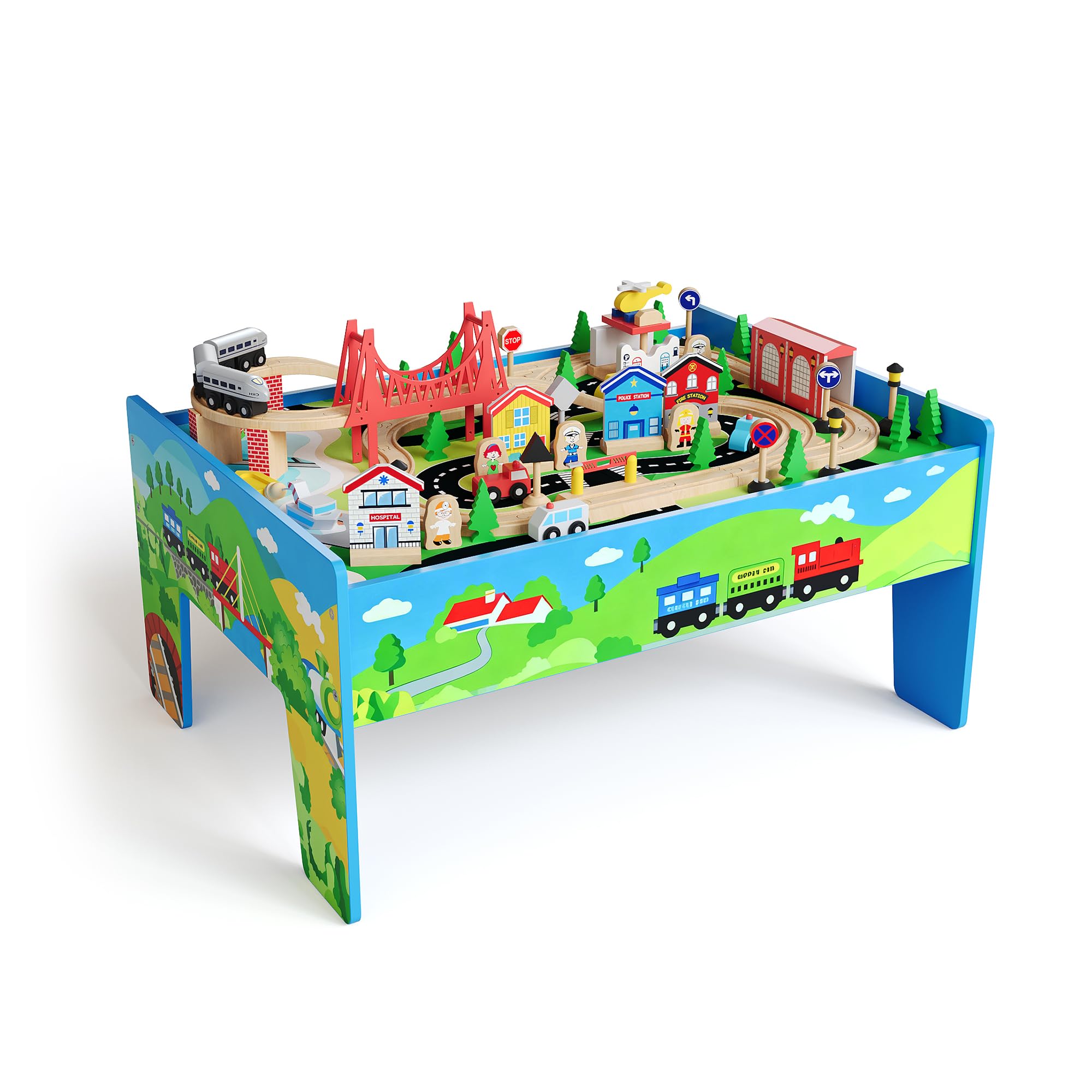78PCS Set Meja Kereta Kayu 4-i - Kids Art Easel ulasan dan harga
